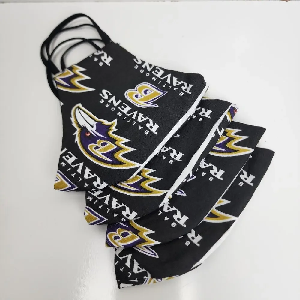 NFL Baltimore Ravens Logo Face Mask Black, Gold, Purple & White Large Size 4 Pk